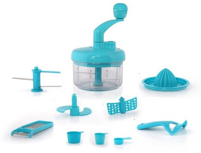 

Crystal Mini Food Processor 7 in 1 Chopper(1 Mixing Bowl, 1 Detachable lid, 1 Rotating Handle, 4 Blades), Blue