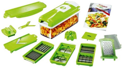 

Jazam Chopper Dicer Multi Chopper(1 Cutting-Top with Integrated Pin Grid, 1 Cutting-Base, 1 Transparent Collector (Capacity 1, 500ml), 1 Cover for Holding a Fresh Collection Container, 1 Blade Assembly (6mm X 6mm or 12mm X 12mm), 1 Blade Assembly (6mm X 3