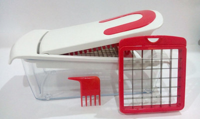 

Your Choice R Red Vegetable Chopper salads, French fries onions, BPA Free Plastic Stainless Steel Blades Chopper(1 French Fries Cutter Box, 1 Comb Cleaner, 2 Blades), Red;white
