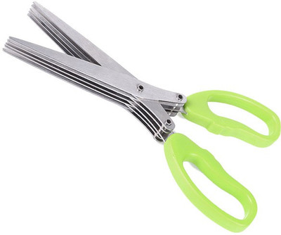 

Italish Multifunction 5 Blade Vegetable Kitchen Stainless Steel Herbs Scissor (Multicolor, Pack of 1) Chopper(1 Chopper)