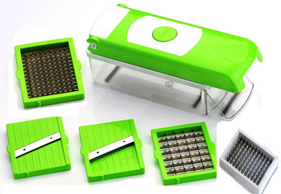 

Pearl Berry 9 in 1 Fruit & Vegetable Chopper,Slicer,Grater,3 in 1 Hand tool Chopper(1 Container, 5 Blades, Single 3in1 Hand tool, 1 Pressing Head), Green
