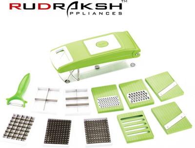 

Rudraksh Appliances Fast Chopper(1 container, 5 cutting blades, 2 slicing blades, 3 greater blades, 1 peeler), Multicolor