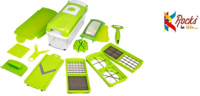 

Rocks Chopper(1 Cutting-Top with Integrated Pin Grid, 1 Cutting-Base, 1 Transparent Collector (Capacity 1,500ml), 1 Cover for Holding a Fresh Collection Container, 1 Blade Assembly (6mm X 6mm or 12mm X 12mm), 1 Blade Assembly (6mm X 36mm Or 18mm X 18mm), 