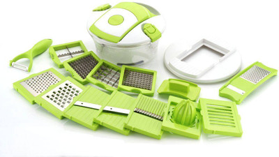 

ShopyBucket Copper Vegetable N Fruit Cutter & Slicer_AB3 Chopper(1 Chopper, 14 Blade), Green;white