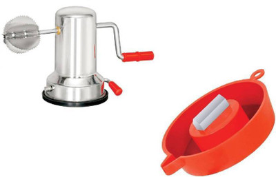 

Trisha Stainless Steel Grater and Slicer Chopper(1 Coconut Scraper, 1 Coconut Breaker), Multicolor