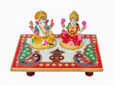 

Crafticia Chowki Ganesha Laxmi Marble All Purpose Chowki(Multicolor, Pack of 3)