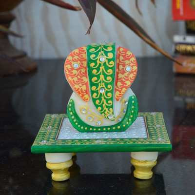 

eCraftIndia Charismatic Riddhi Siddhi Marble All Purpose Chowki(Multicolor, Pack of 1)