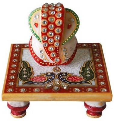 

Shreeng Mayur painting choki ganesha Marble All Purpose Chowki(Multicolor, Pack of 1)