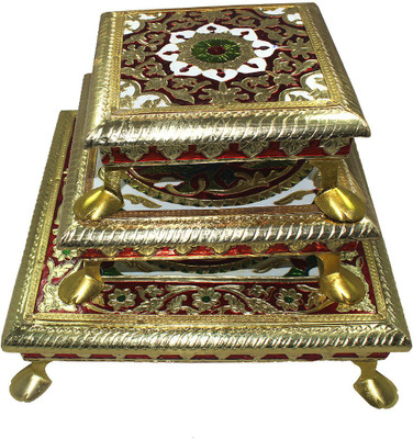 

Niirali Meenakari Work Wooden All Purpose Chowki(Multicolor, Pack of 3)