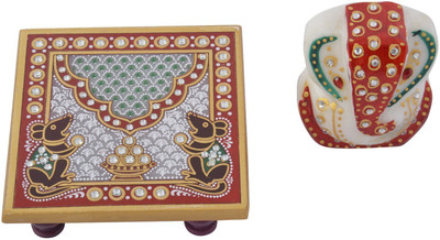 

ShivaCrafts Marble All Purpose Chowki(Multicolor, Pack of 2)