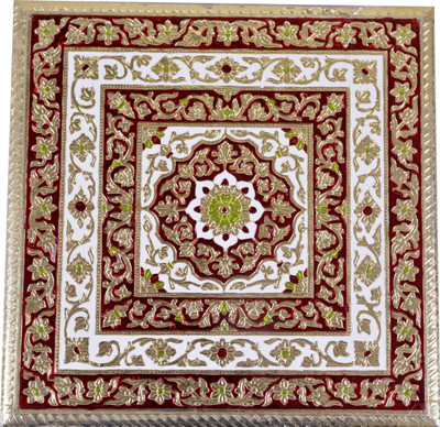

Maitri Meenakari Wooden Pooja Chowki(Red, Gold, Pack of 1)