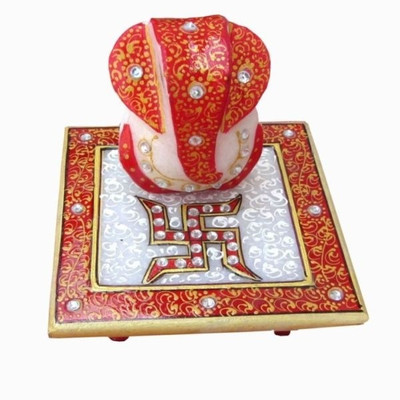 

Chitra Handicraft Marble Sataya Ganesh Chowki Marble Pooja Chowki(Multicolor, Pack of 1)