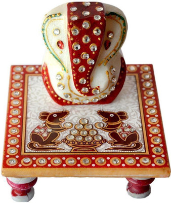 Shyam Fashion Red Marble Decorative Ganesh Chowki - 305 Marble Pooja Chowki(White) available at flipkart for Rs.145