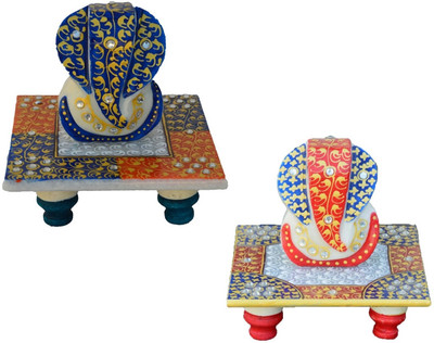 

eCraftIndia Set of 2 Marble Ganesha Chowkis Marble All Purpose Chowki(Multicolor, Pack of 2)