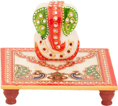 

Rajasthan Crafts Peacock design Stoneware Pooja Chowki(Red, Pack of 1)