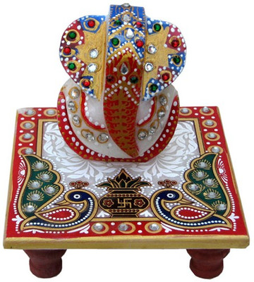 62% OFF on Chitra Handicraft Ganesh Marble All Purpose Chowki(Multicolor, Pack of 1)