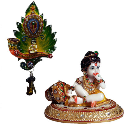 

eCraftIndia Laddu Gopal Chowki with Laddu Gopal Key Holder Marble, Wooden, Ceramic All Purpose Chowki(Multicolor, Pack of 2)