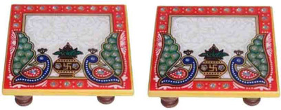 

GrabBasket ch-26 Marble All Purpose Chowki(Multicolor, Pack of 2)