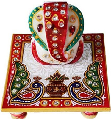 

Hatti Chowki Ganesh ji Idol Marble Marble All Purpose Chowki(Multicolor, Pack of 1)