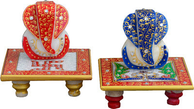 

Traditional Rajasthan COMBO OF LORD GANESHA WITH PEOCOCK AND SWASTIK MARBLE POOJA CHOWKI_MPC003 Marble Pooja Chowki(Multicolor, Pack of 4)