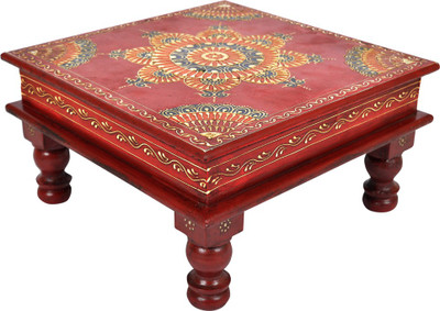 

Lal Haveli Ethnic Handmade Meenakari Design Pooja Bajot Decorative Wooden All Purpose Chowki(Red, Pack of 1)