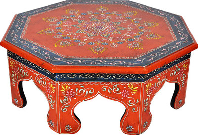 

Lal Haveli Home Decorative Meenakari Work Bajot Wooden All Purpose Chowki(Orange, Pack of 1)