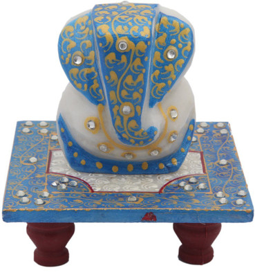 

JaipurCrafts Adorable Lord Ganesha (Blue) Marble Pooja Chowki(Multicolor, Pack of 2)