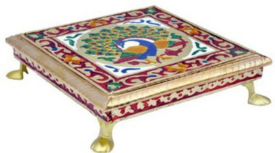 

ROYALS PRIDE Meenakari Wooden Pooja Chowki(Multicolor, Pack of 1)