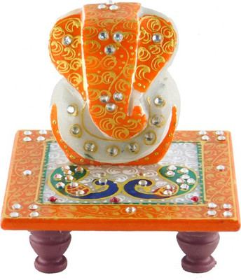 

Chave Marble Kesariya Ganesh / Ganeshji with Chowki with Rajasthani kundan work ( Ganeshji with kesariya color is good according to vastu ) Marble All Purpose Chowki(Orange, Pack of 2)