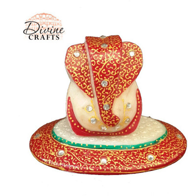 

DivineCrafts Marble Ganesha With Choki Stoneware All Purpose Chowki(Multicolor, Pack of 1)