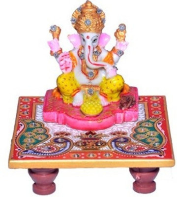 

Ruchi World Meenakari Stoneware Ganesh Marble Pooja Chowki(Multicolor)