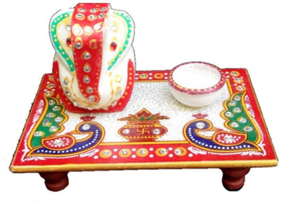 

JaipurCrafts Lord Ganesha With Diya Marble Pooja Chowki(Multicolor, Pack of 1)