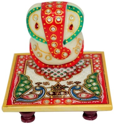 

Zudhaa High Quality Handmade Lord Ganesha Multicolour Peacock Marble All Purpose Chowki(Multicolor, Pack of 2)