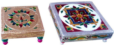 

Goldcave Wooden Pooja Chowki(Orange, Pack of 2)