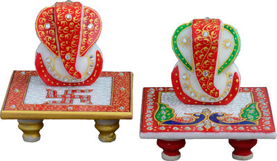 

Traditional Rajasthan COMBO OF LORD GANESHA WITH PEOCOCK AND SWASTIK MARBLE POOJA CHOWKI_MPC005 Marble Pooja Chowki(Multicolor, Pack of 4)