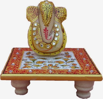 

JaipurCrafts Lord Ganesha on Floral Marble Pooja Chowki(Multicolor, Pack of 1)