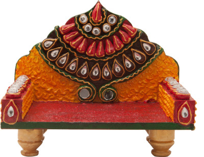 

Traditional Rajasthan Kundan Wooden Pooja Chowki(Multicolor, Pack of 1)