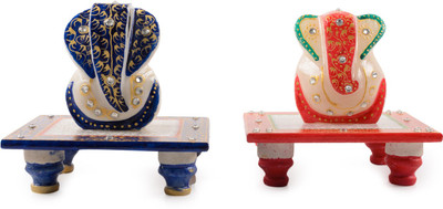 

eCraftIndia Set of Ridhi Sidhi Marble Pooja Chowki(Multicolor, Pack of 2)