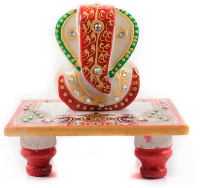

eCraftIndia Lord Ganesha With Peocock And Kalash Marble All Purpose Chowki(Multicolor, Pack of 1)