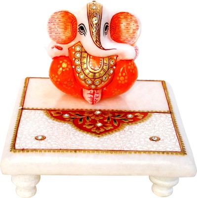 Handicrafts Paradise Stoneware Pooja Chowki(Multicolor, Pack of 1)