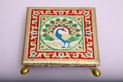 54% OFF on RANGSTHALI Meenakari Wood Pooja Chowki(Gold, Pack of 1)