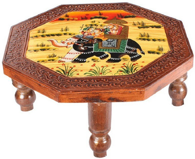 

Apkamart Handcrafted Decorative Wooden Bajot - 15 Inch - Religious Choki for Festivals, Home Decoration, Puja Ghar and Gifts Wooden All Purpose Chowki(Multicolor, Pack of 1)