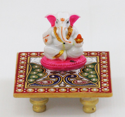SR Crafts Lord Ganesha seated on a pure white marble chowki with hand painted motifs of Peacock design. Marble All Purpose Chowki(Multicolor, Pack of 2) available at flipkart for Rs.538