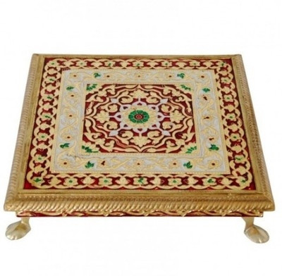 

Dharohar The Heritage Wooden Pooja Chowki(Gold, Pack of 1)