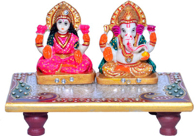 

Vaah Meenakari Laxmi Ganesh Marble All Purpose Chowki(Multicolor, Pack of 3)