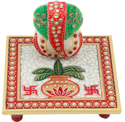 

JaipurCrafts Kundan Meena Studded Marble Pooja Chowki(Multicolor, Pack of 2)