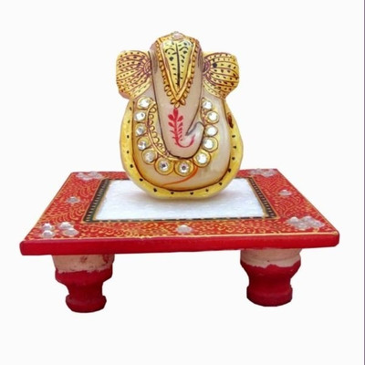

Chitra Handicraft Marble Golden Chowki Ganesh Marble Pooja Chowki(Multicolor, Pack of 1)