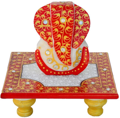 

eCraftIndia Lord Ganesha Marble All Purpose Chowki(Multicolor, Pack of 1)