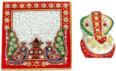 

AnD Artvilla Rajasthani Beautifully Handmade Antique 1001 Ganesh Marble Pooja Chowki(Multicolor, Pack of 2)