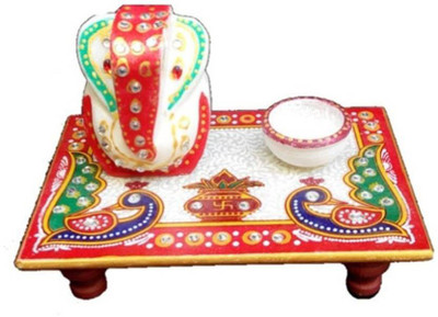 

ShivaCrafts Marble All Purpose Chowki(Multicolor)